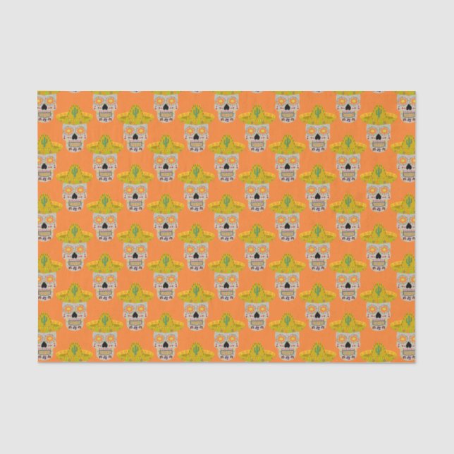Mexican Day of the Dead Skull  Tissue Paper (Front)