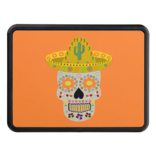 Mexican Day of the Dead Skull  Trailer Hitch Cover