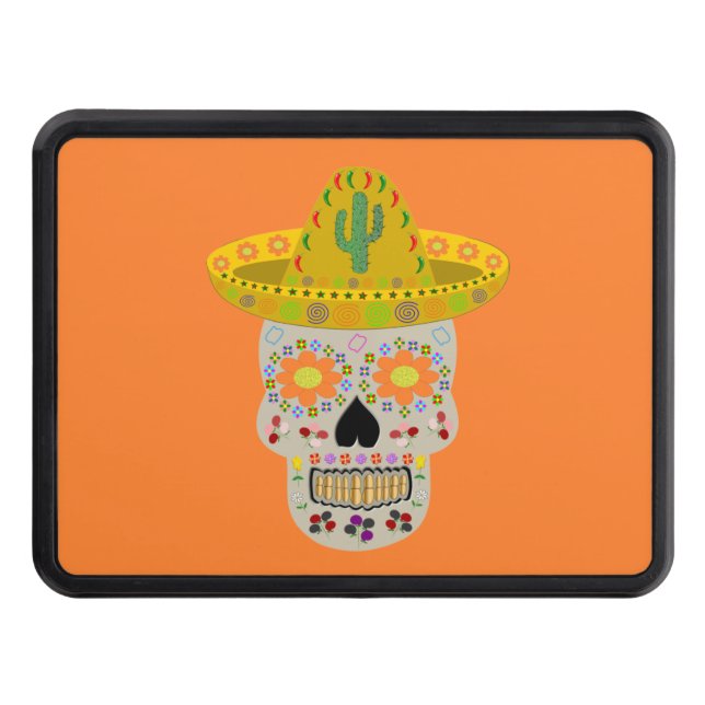 Mexican Day of the Dead Skull  Trailer Hitch Cover (Front)