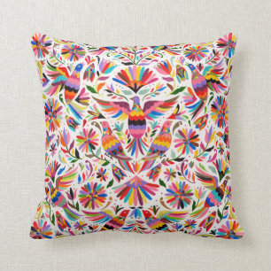 Mexican Design Colourful pigeons & Pheasant Throw Pillow