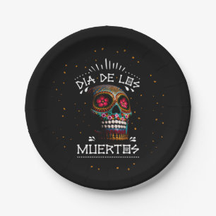 Mexican Dia of the Dead Skeleton Art Death Art Paper Plate