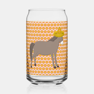 Mexican Donkey Day of the Dead Can Glass