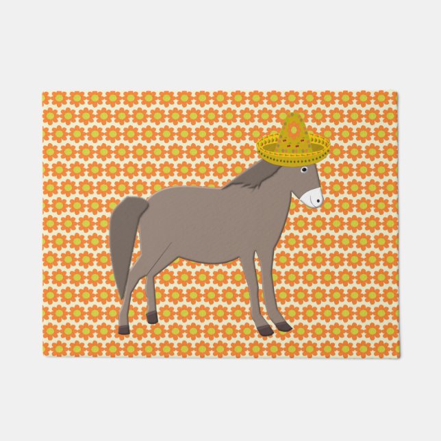 Mexican Donkey Day of the Dead Doormat (Front)