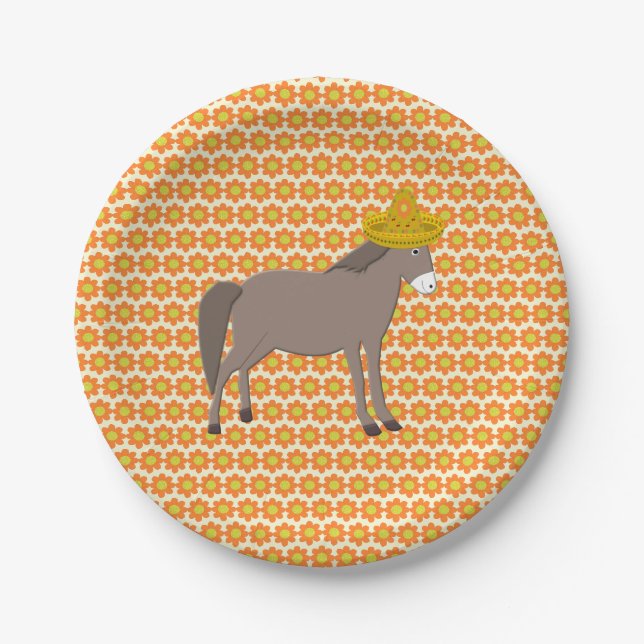 Mexican Donkey Day of the Dead Paper Plate (Front)