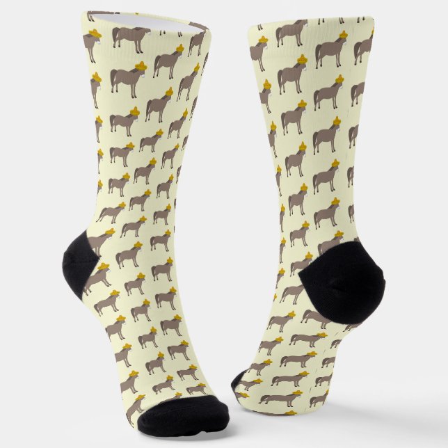 Mexican Donkey Day of the Dead Patterned Socks (Angled)