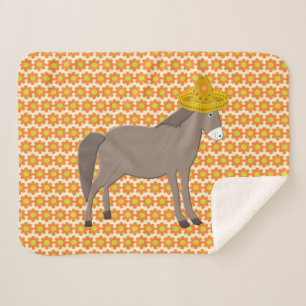 Mexican Donkey Day of the Dead Sherpa Blanket