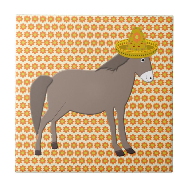 Mexican Donkey Day of the Dead Tile (Front)