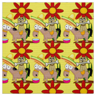 Mexican Donkey Dog Sombrero Yellow Fabric