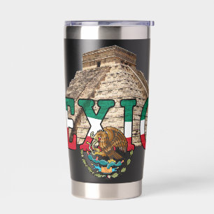 Mexican Eagle And Pyramid Insulated Tumbler