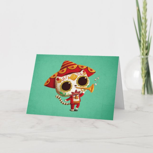 Mexican El mariachi Cute Cat Card (Front)