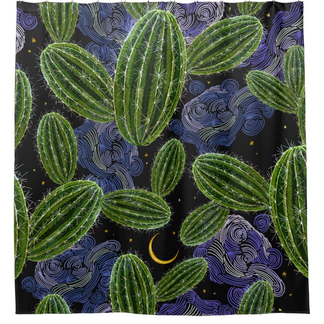 Mexican Embroidery: Cactus Night Seamless. (Front)