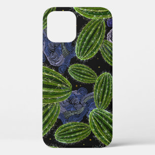 Mexican Embroidery: Cactus Night Seamless. iPhone 12 Case