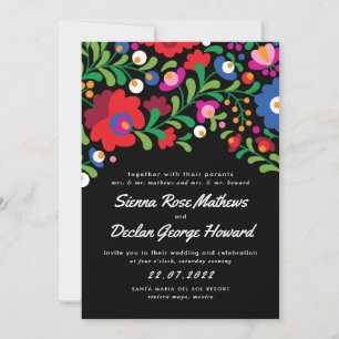Mexican Embroidery Colourful Wedding Invitation