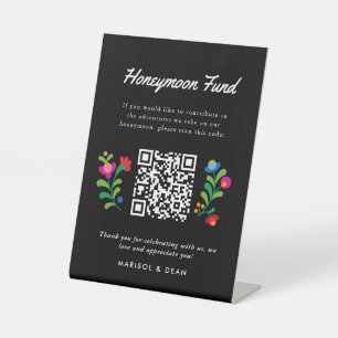 Mexican Embroidery Honeymoon Fund Pedestal Sign