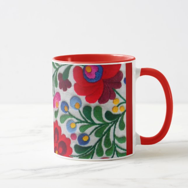 Mexican Embroidery Image Coffee Mug Tea Cup (Right)