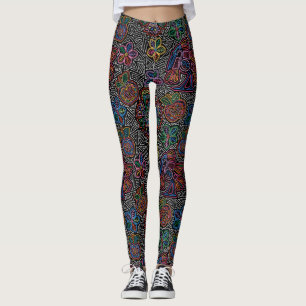 Mexican Embroidery Image Fashion Pop Leggings