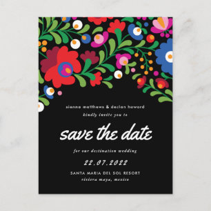 Mexican Embroidery Save the Date Postcard