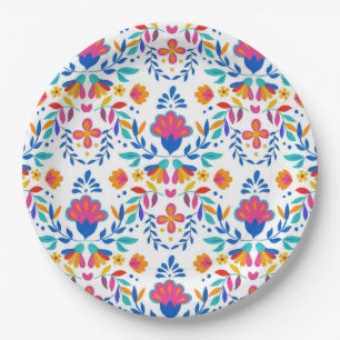 Mexican ethnic folk art floral pattern  paper plate
