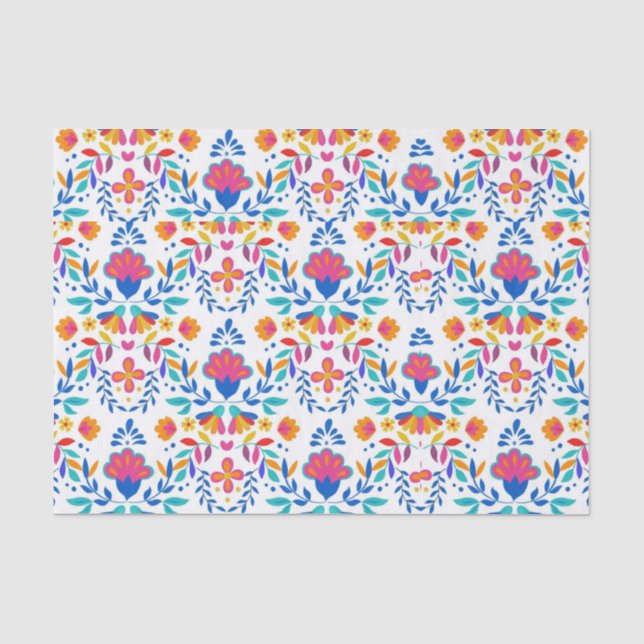 Mexican ethnic folk art floral pattern  tissue paper (Front)