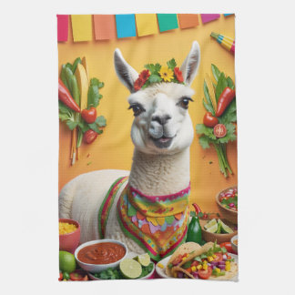 Mexican Feast Cute Llama  Kitchen Towel