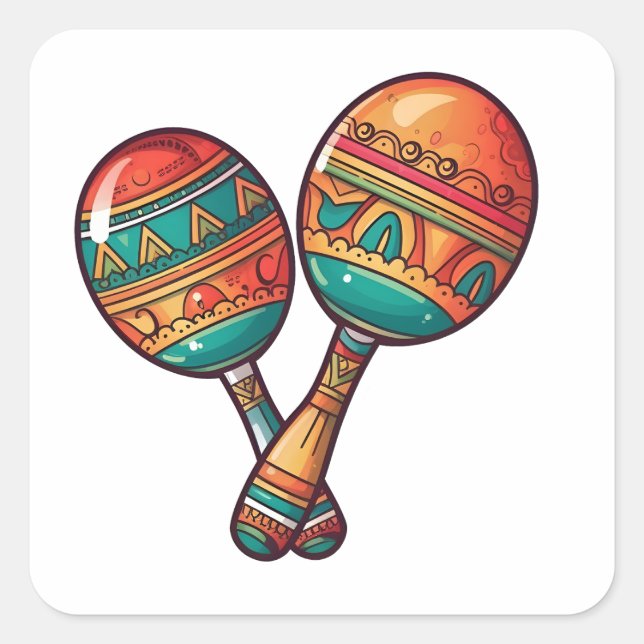Mexican Fiesta Awesome Maracas Square Sticker (Front)
