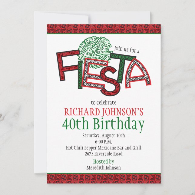 Mexican Fiesta Aztec Birthday Party Invitation (Front)