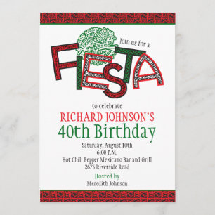 Mexican Fiesta Aztec Birthday Party Invitation