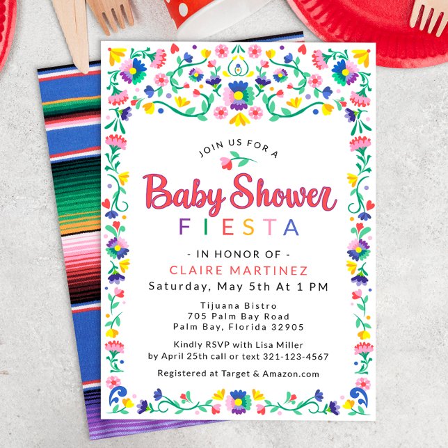 Mexican Fiesta Baby Shower Invitation – Colourful  (Baby Shower Fiesta Invitation)