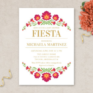 Mexican Fiesta Baby Shower Invitation, Red Floral Invitation