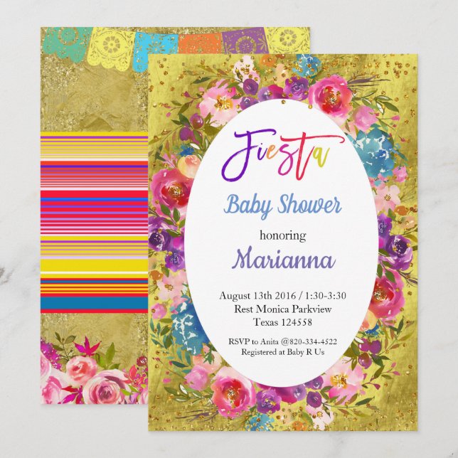 Mexican Fiesta Baby Shower Party Invitation (Front/Back)