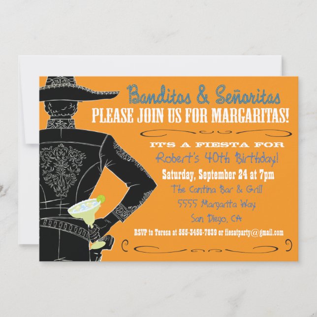 Mexican Fiesta Banditos, Senoritas & Margaritas Invitation (Front)