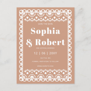 Mexican Fiesta Barro Papel Picado Save the Date Announcement Postcard