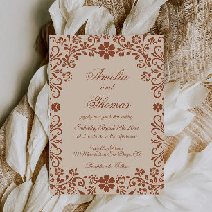Mexican Fiesta Beige Floral Wedding  Invitation