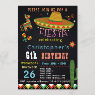 MEXICAN FIESTA BIRTHDAY INVITATION   FIESTA PARTY