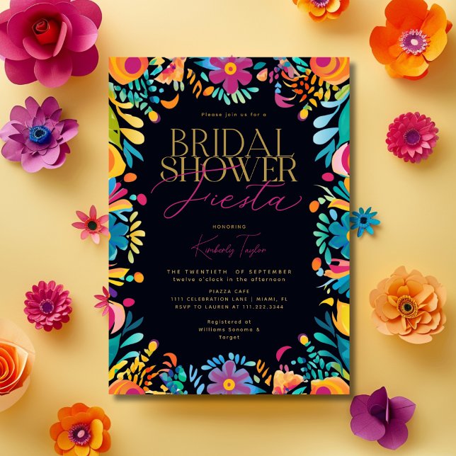 Mexican Fiesta Black Bridal Shower Invitation (Mexican Fiesta Black Bridal Shower Invitation)
