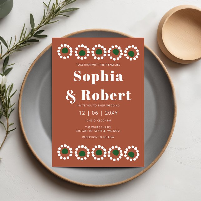 Mexican Fiesta Boho Barro Wedding Invitation (Mexican Fiesta Boho Barro Wedding Invitation)