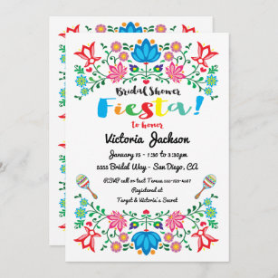 Mexican Fiesta Bridal Shower Flower Folkart Card