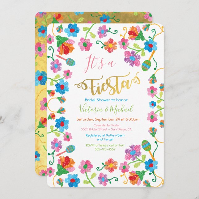 Mexican Fiesta Bridal Shower Invitations (Front/Back)