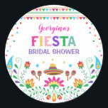 Mexican Fiesta Bridal Shower Party Decor Classic Round Sticker<br><div class="desc">Fiesta themed round sticker featuring vibrant Mexican inspired patterns and colourful confetti
 © Blue Bunny Studio</div>