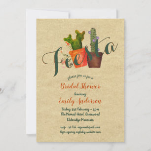 Mexican Fiesta Bridal Shower Rustic Cacti Cactus Invitation