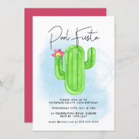 Mexican Fiesta Cactus Pool Party Any Age Birthday