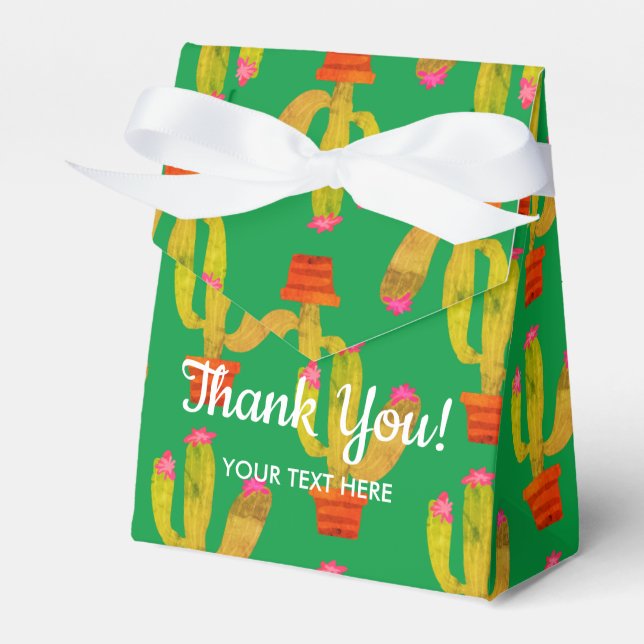 Mexican fiesta cactus print thank you favour box (Front Side)