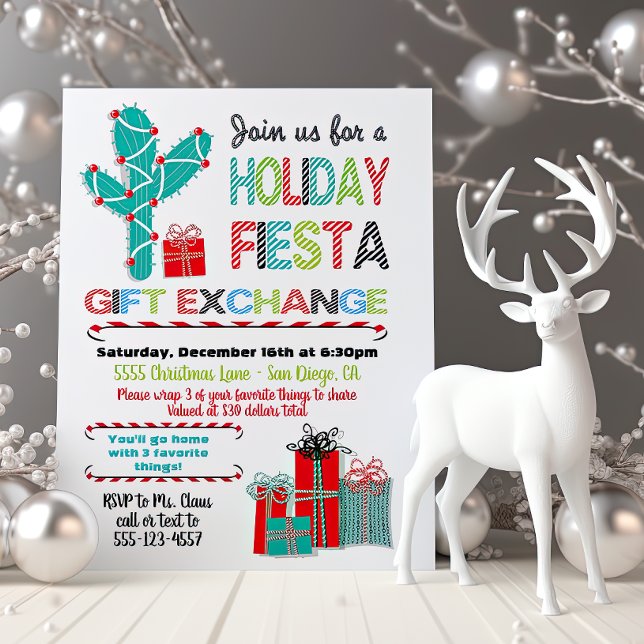 Mexican Fiesta Christmas Gift Exchange Invitation (Creator Uploaded)
