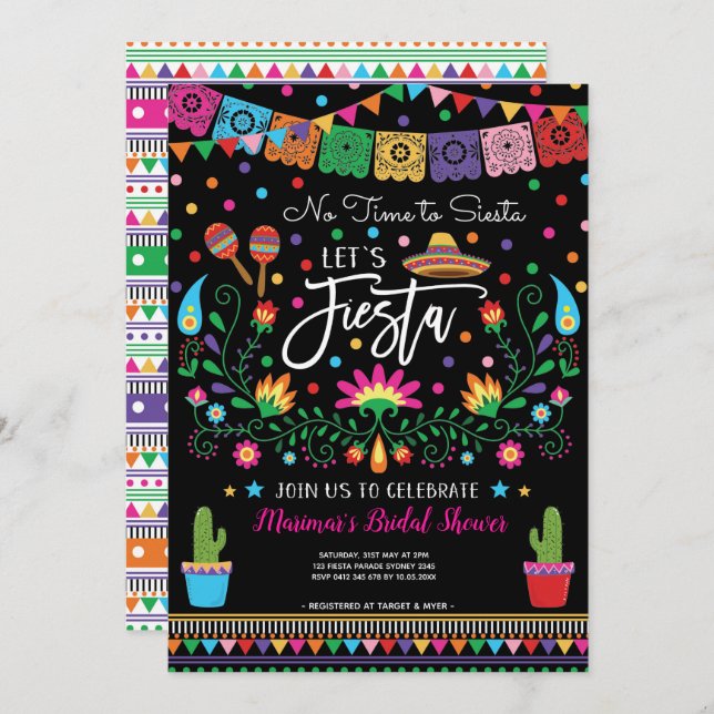 Mexican Fiesta Cinco De Mayo Bridal Shower Invite (Front/Back)