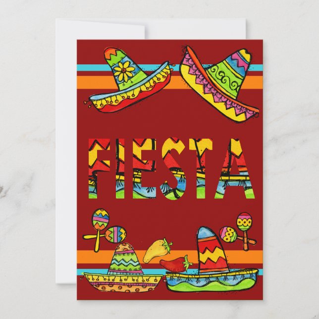 Mexican Fiesta Cinco de Mayo Invitations Red (Front)
