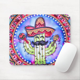 Mexican Fiesta Cinco de Mayo Sombrero Hat Blue Red Mouse Pad