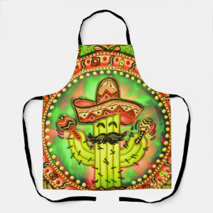 Mexican Fiesta Cinco de Mayo Sombrero Hat Green  Apron