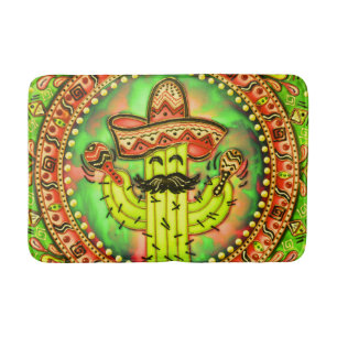 Mexican Fiesta Cinco de Mayo Sombrero Hat Green Bath Mat