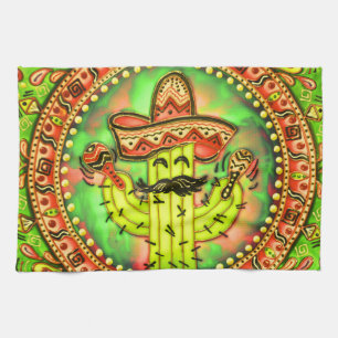 Mexican Fiesta Cinco de Mayo Sombrero Hat Green Kitchen Towel