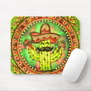 Mexican Fiesta Cinco de Mayo Sombrero Hat Green Mouse Pad